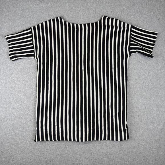 Madewell Black & White Stripe Short Sleeve Knit Top W/Pockets Size Small - Picture 6 of 7